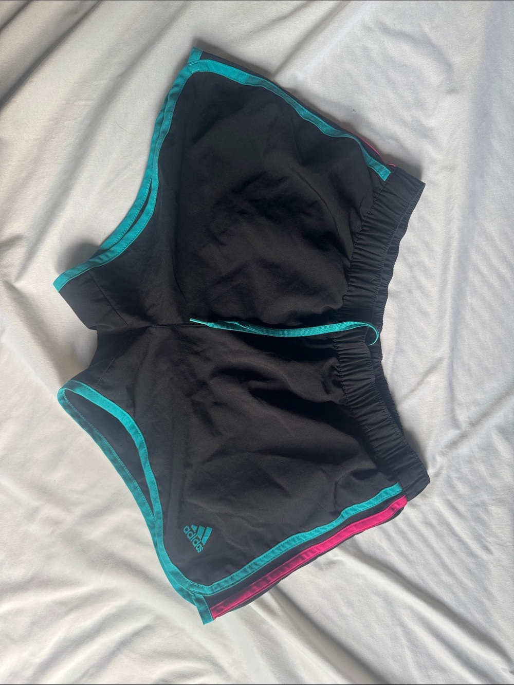 adidas Black Shorts with Teal and Pink Trim